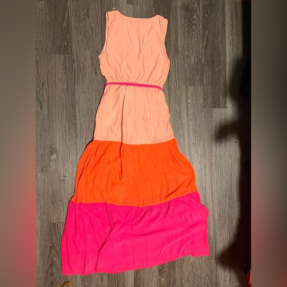Flying Tomato Pleated Tiered Maxi Dress in Pink and Orange - Picture 14 of 14